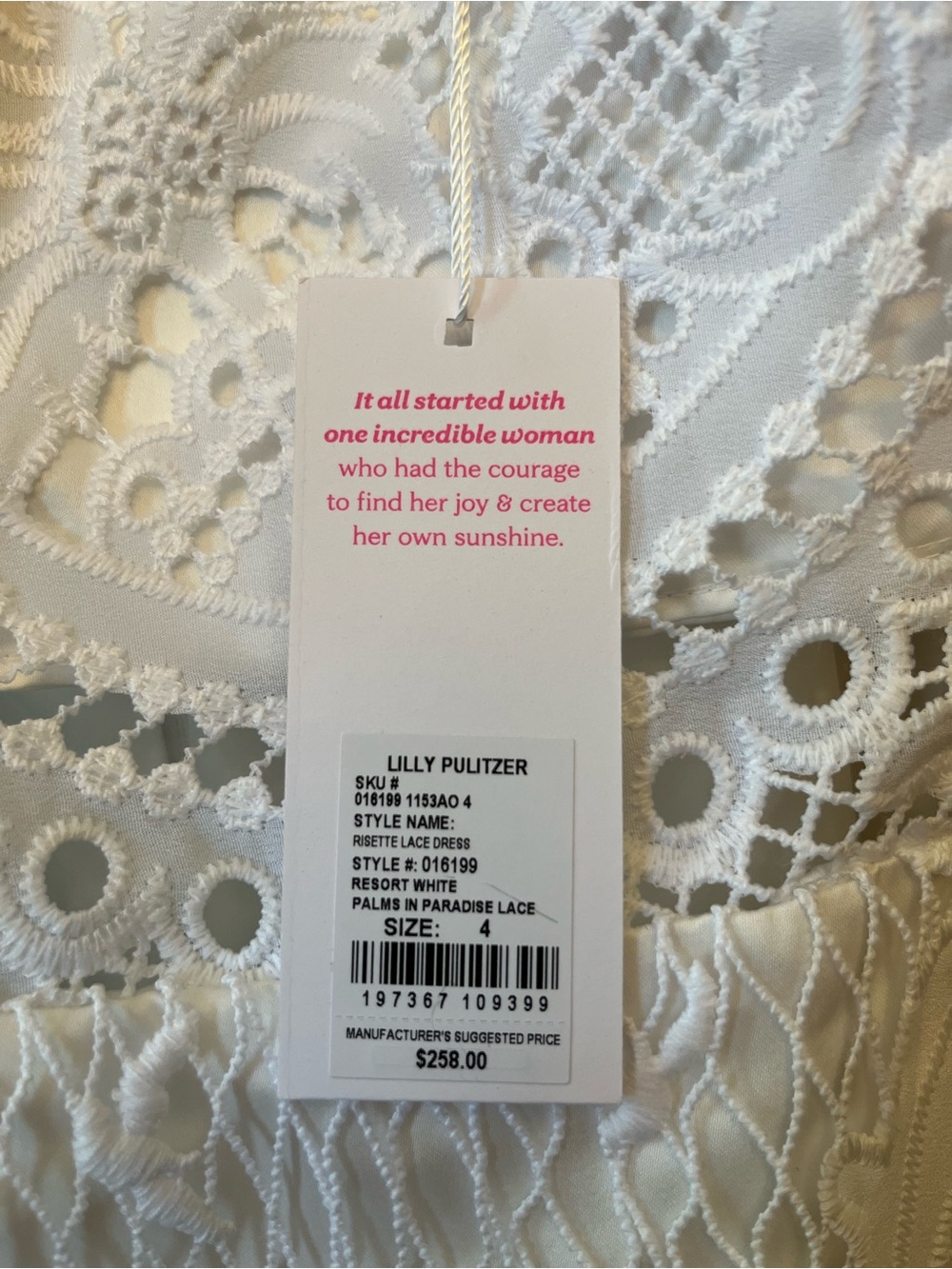 NWT $258 Lilly Pulitzer Risette Lace Dress Resort White Women's Size 4 - Picture 8 of 8